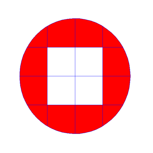 Ein Kreis aufgefüllt mit kleinen Quadraten