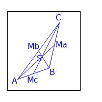 Ein Dreieck mit seinen Seitenhalbierenden.